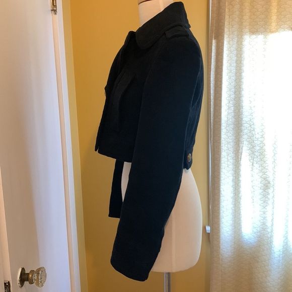 Zara Woman Blazer Cropped Velvet Double Breasted Plush Jacket Navy Nautical XS - Picture 5 of 12
